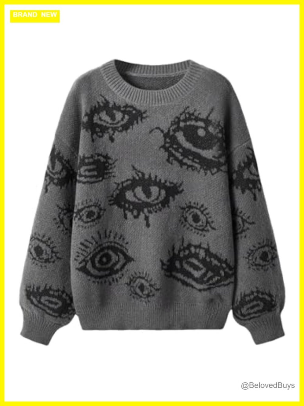Grunge Punk Print Long Sleeve Pullover Sweater Top